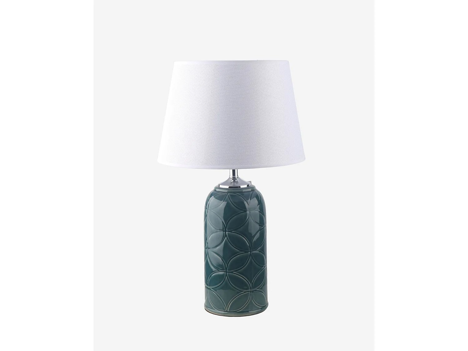 Lampada da Tavolo Verde in Ceramica con Paralume Bianco Stile Vintage Attacco E27