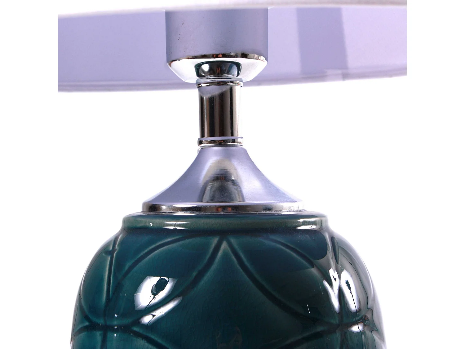 Lampada da Tavolo Verde in Ceramica con Paralume Bianco Stile Vintage Attacco E27
