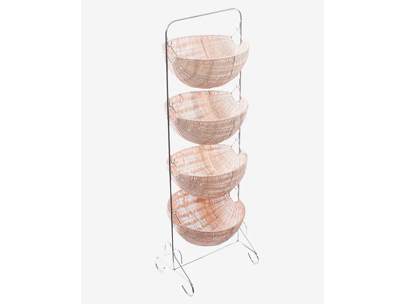 Cesto portafrutta in rattan e acciaio