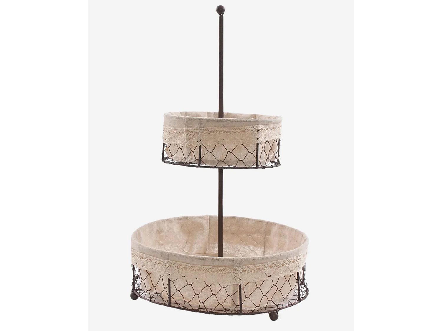 Alzata a rete in metallo con fodera