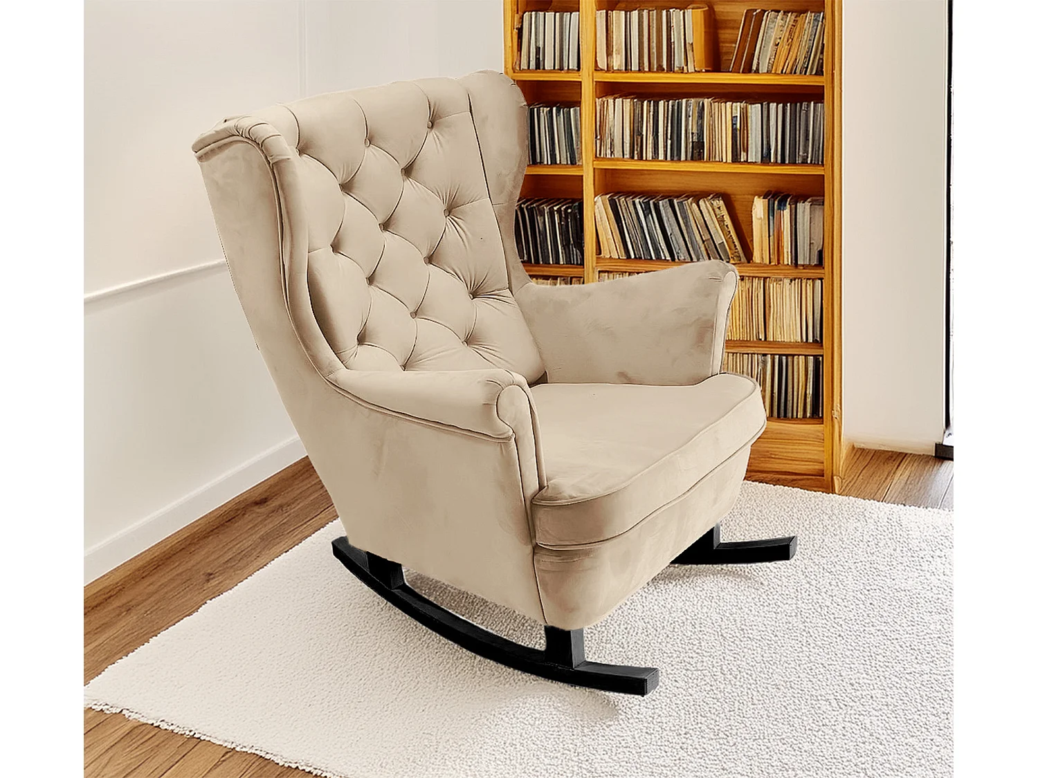 Fauteuil Relax avec accoudoirs et siège rembourré, fauteuil de salon, 102x81x95cm Beige_29802