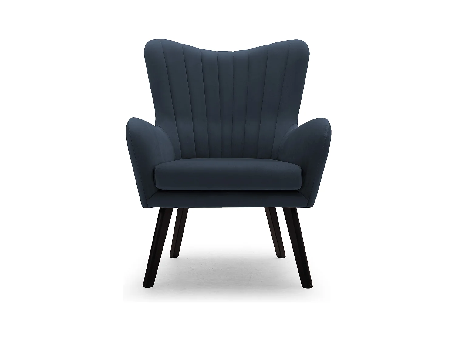 Ted Sessel aus Velluto-Stoff – Eleganter Samtsessel mit hoher Rückenlehne, breiter Sitzfläche & schwarzen Holzbeinen 76x78x100cm MARINE