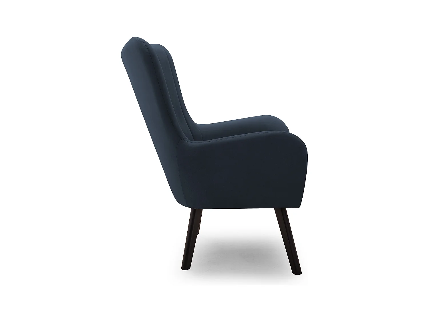 Ted Sessel aus Velluto-Stoff – Eleganter Samtsessel mit hoher Rückenlehne, breiter Sitzfläche & schwarzen Holzbeinen 76x78x100cm MARINE
