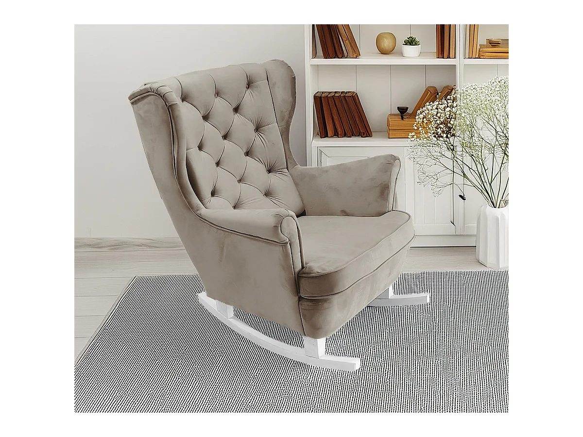 Ted Sessel aus Velluto-Stoff – Eleganter Samtsessel mit hoher Rückenlehne, breiter Sitzfläche & schwarzen Holzbeinen 76x78x100cm MARINE