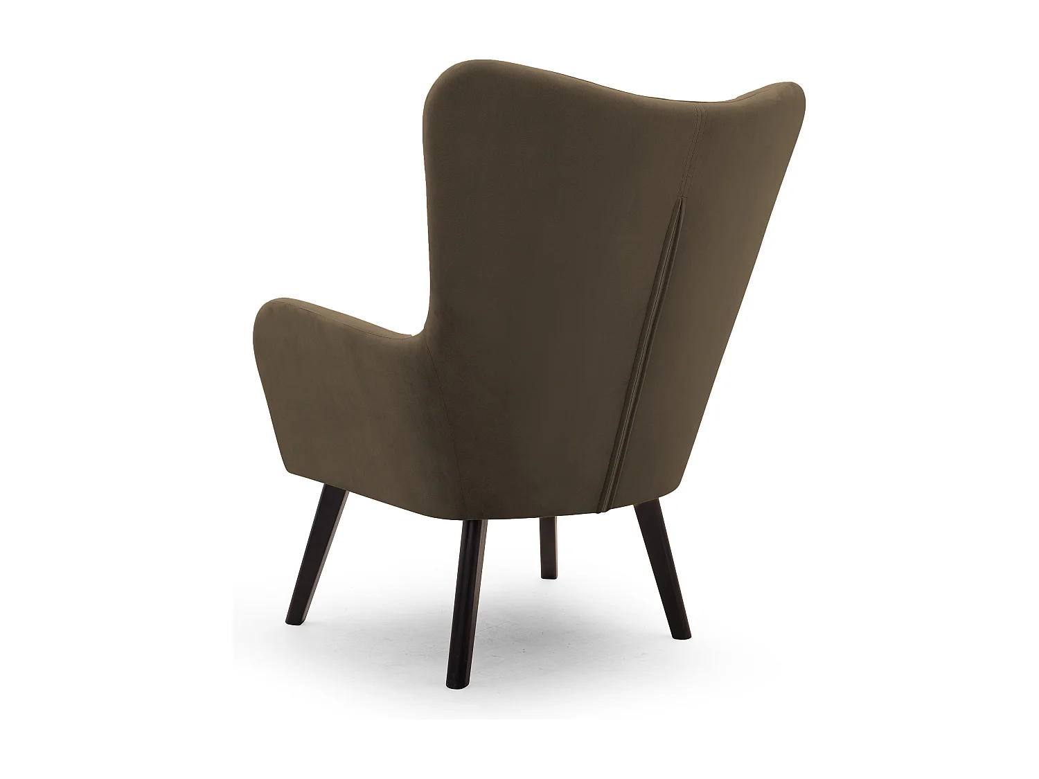 Ted fauteuil van Velluto – Elegante fluwelen stoel, hoge rugleuning, brede zitting, zwarte houten poten, 76x78x100 cm, Donkergroen