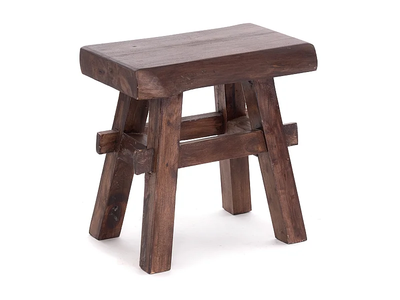 TABOURET Vintage 40""" Bois massif marron foncé
