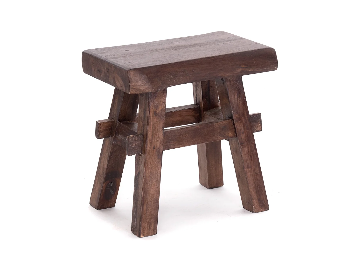 TABOURET Vintage 40""" Bois massif marron foncé