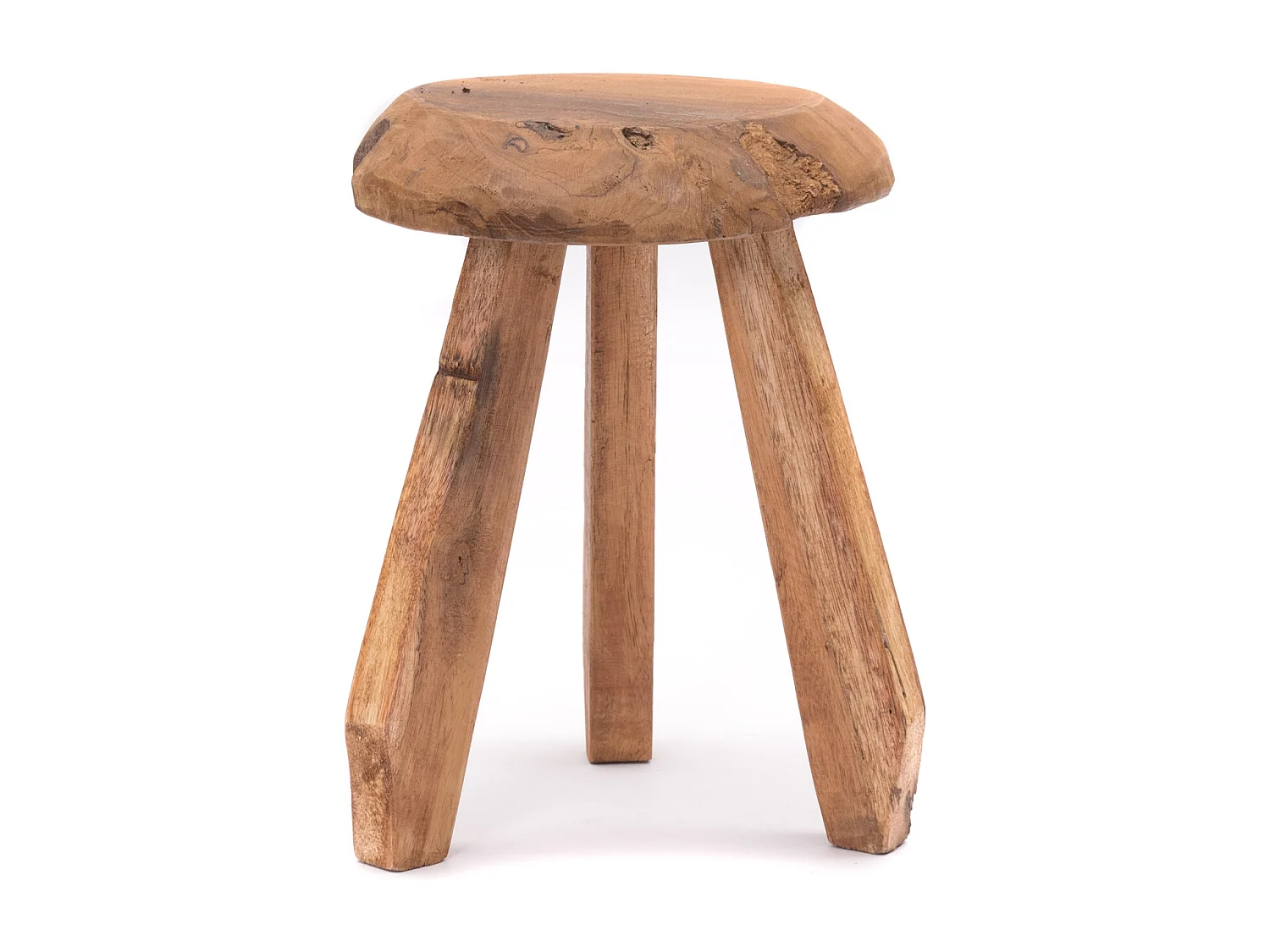 TABOURET Heidi Bois massif en acajou, rond couleurs naturelles