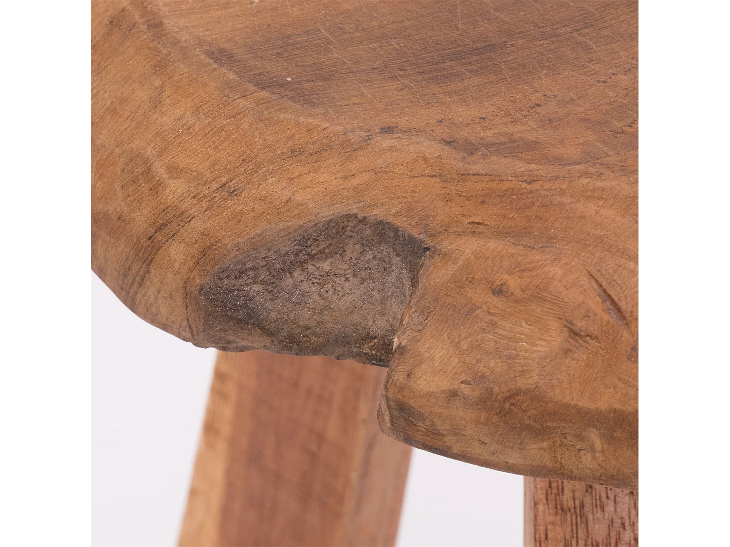 TABOURET Heidi Bois massif en acajou, rond couleurs naturelles