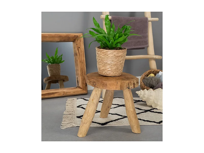 HOCKER Klara Mahagoni Massivholz, rund naturfarben