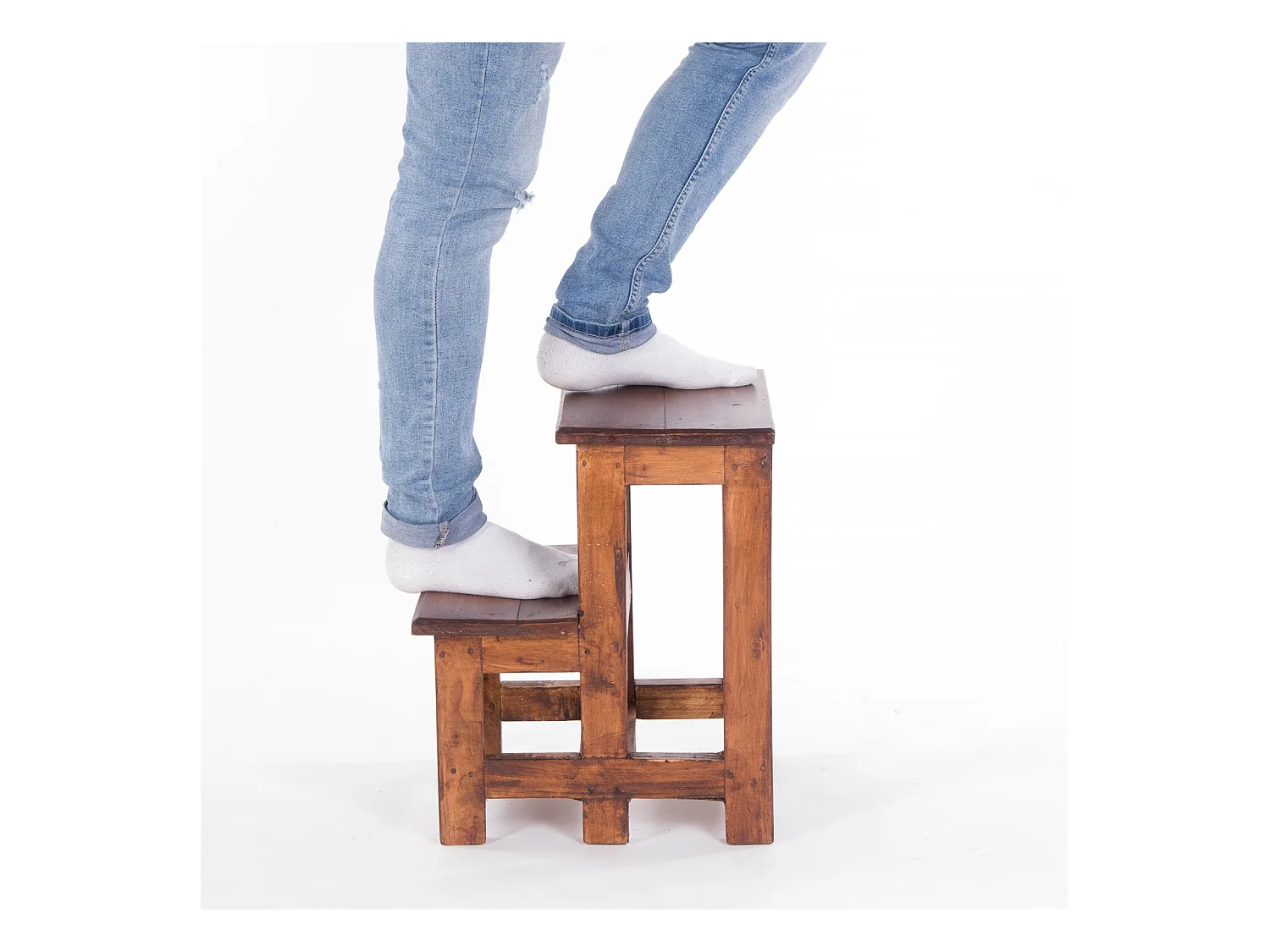 TRITTLEITER STEP 2 Stufen, Massivholz naturfarben