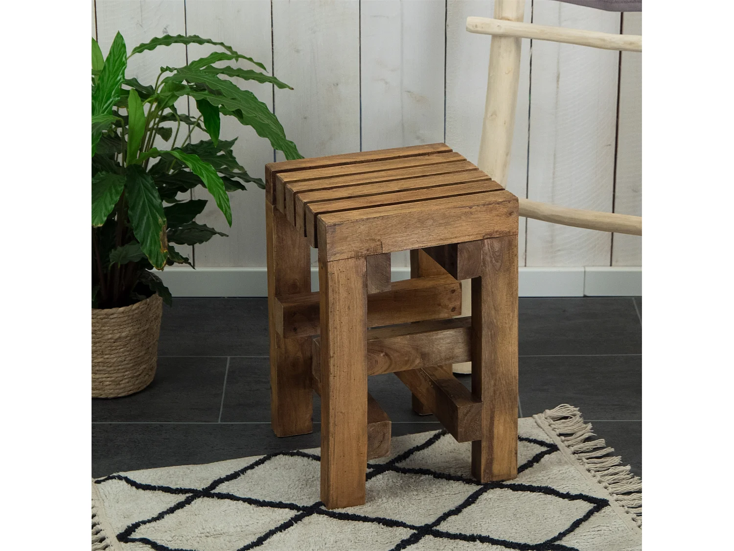 HOCKER Tetris Mahagoni Massivholz