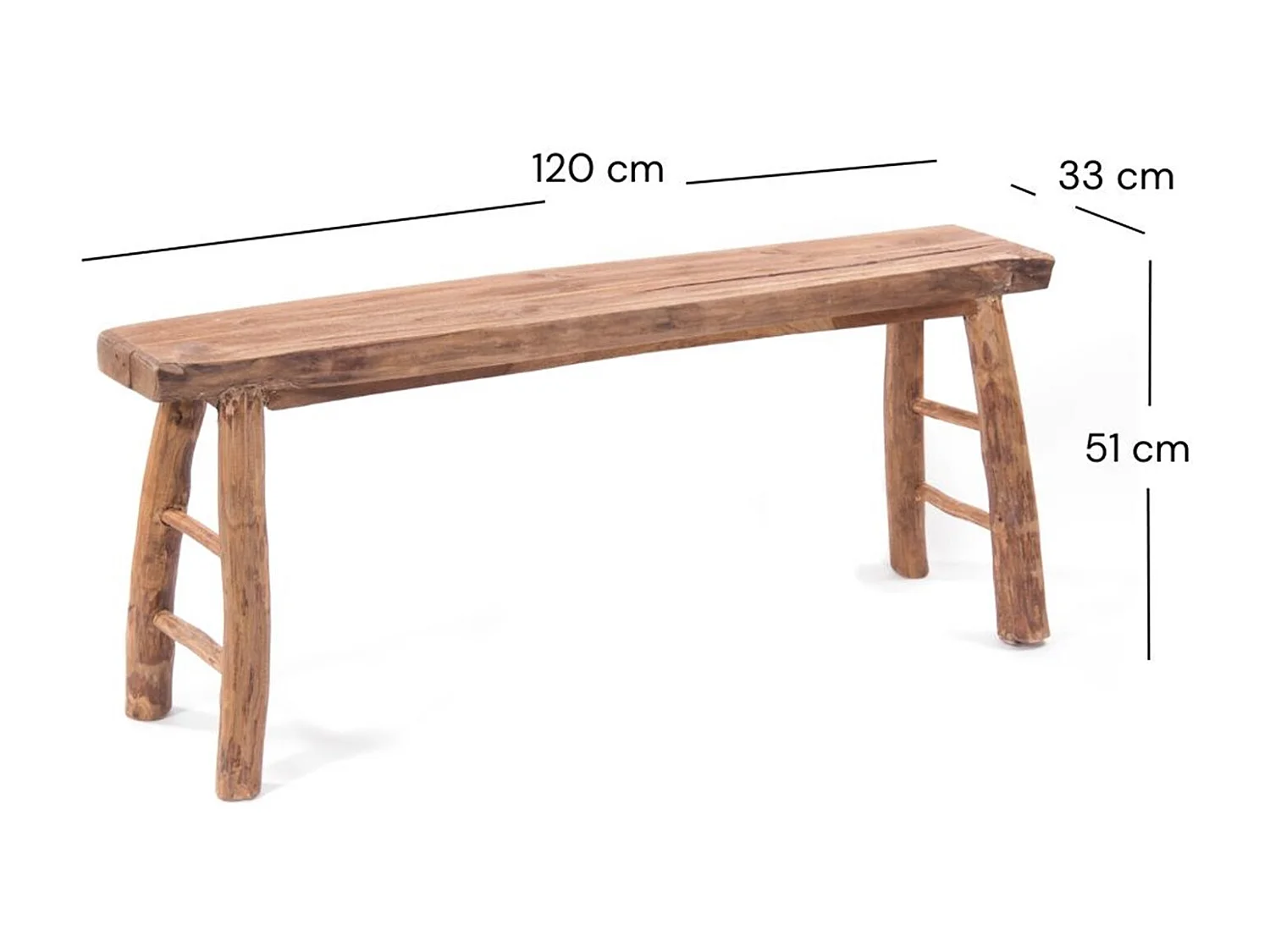 BANC Malu 120 Teck massif couleurs naturelles