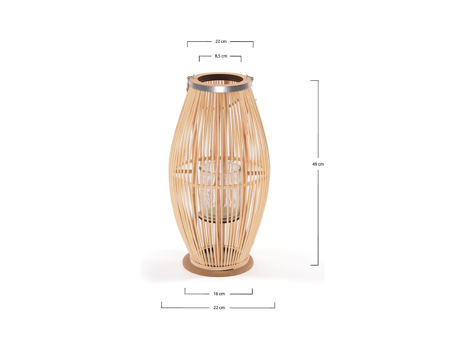 LANTERNE Zya 50 avec anse et insert en verre couleurs naturelles