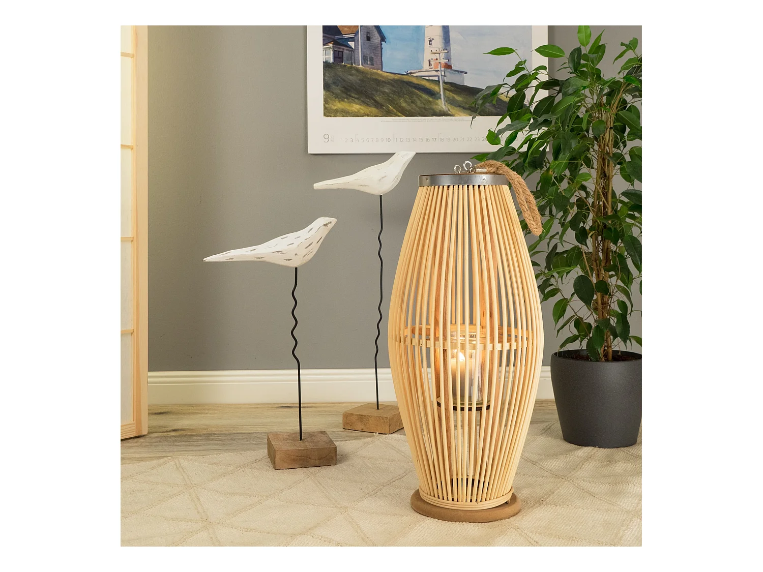 LANTERNE Zya 50 avec anse et insert en verre couleurs naturelles