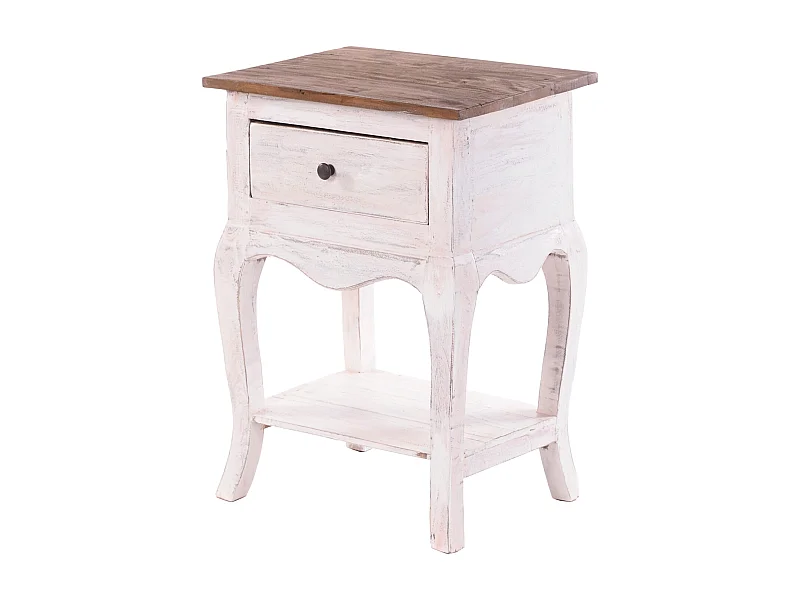 TELEFONTISCH NAPOLEON 64 Mahagoni Massivholz, mit Schublade 05 weiß-natur