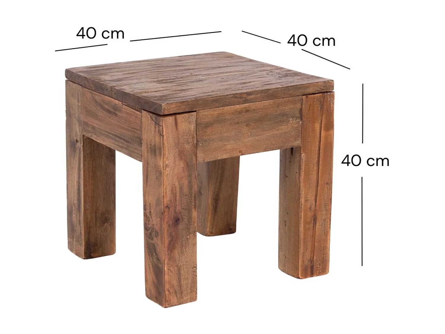 TABLE BASSE CARRE 40 Bois de recyclage massif couleurs naturelles