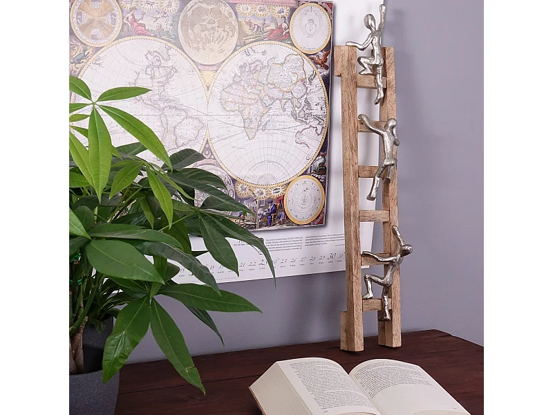 WANDDEKO Climb  58cm, Mangoholz, Alu silber-natur