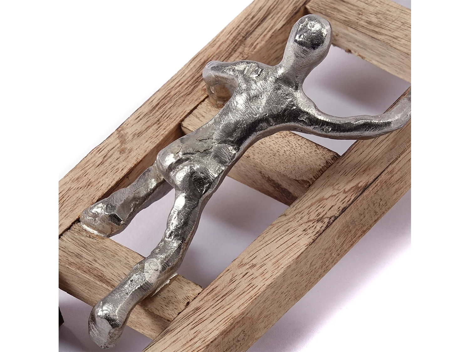 WANDDEKO Climb  58cm, Mangoholz, Alu silber-natur