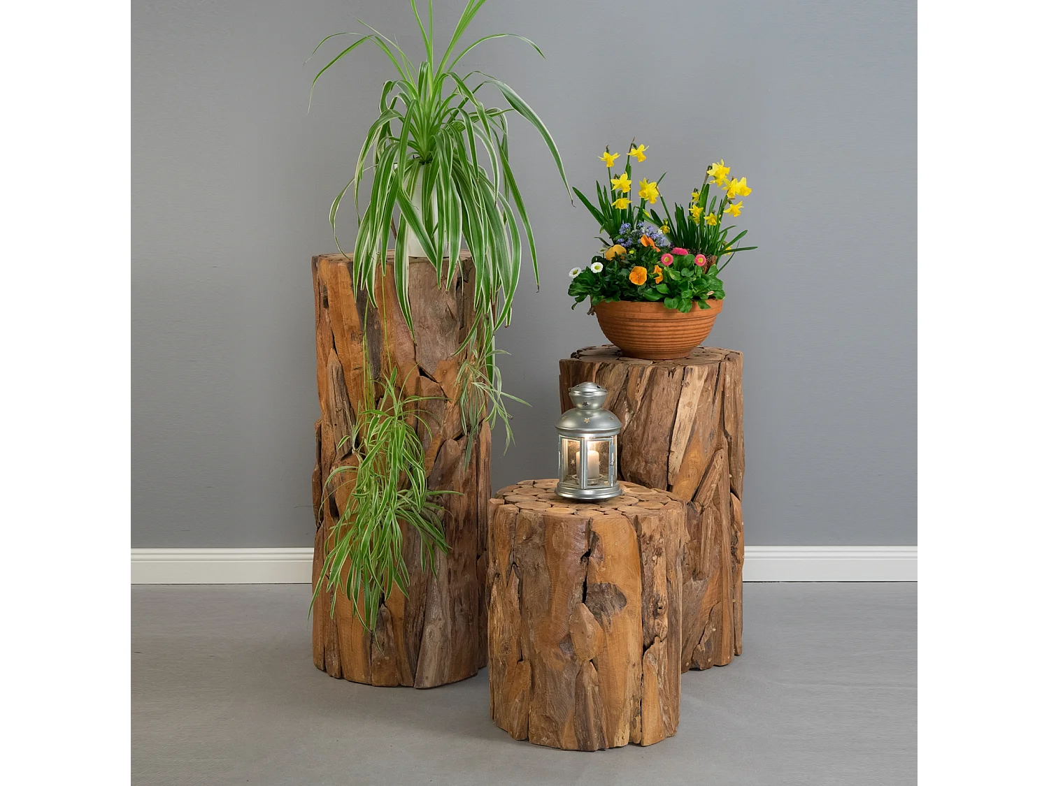 COLONNE DÉCORATIVE Malea 80 Bois flotté, pour plantes, bougies couleurs naturelles