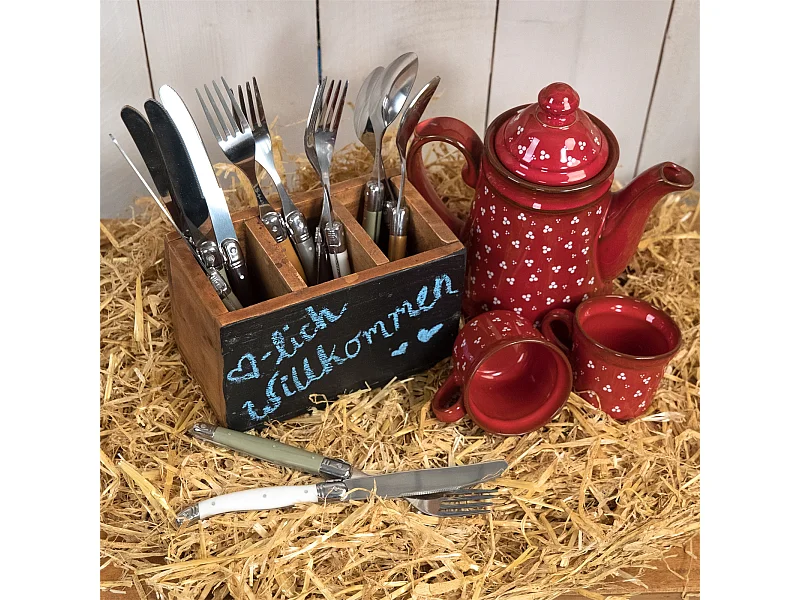 BESTECKKASTEN Note Mahagoni Holz, beschriftbar naturfarben-schwarz