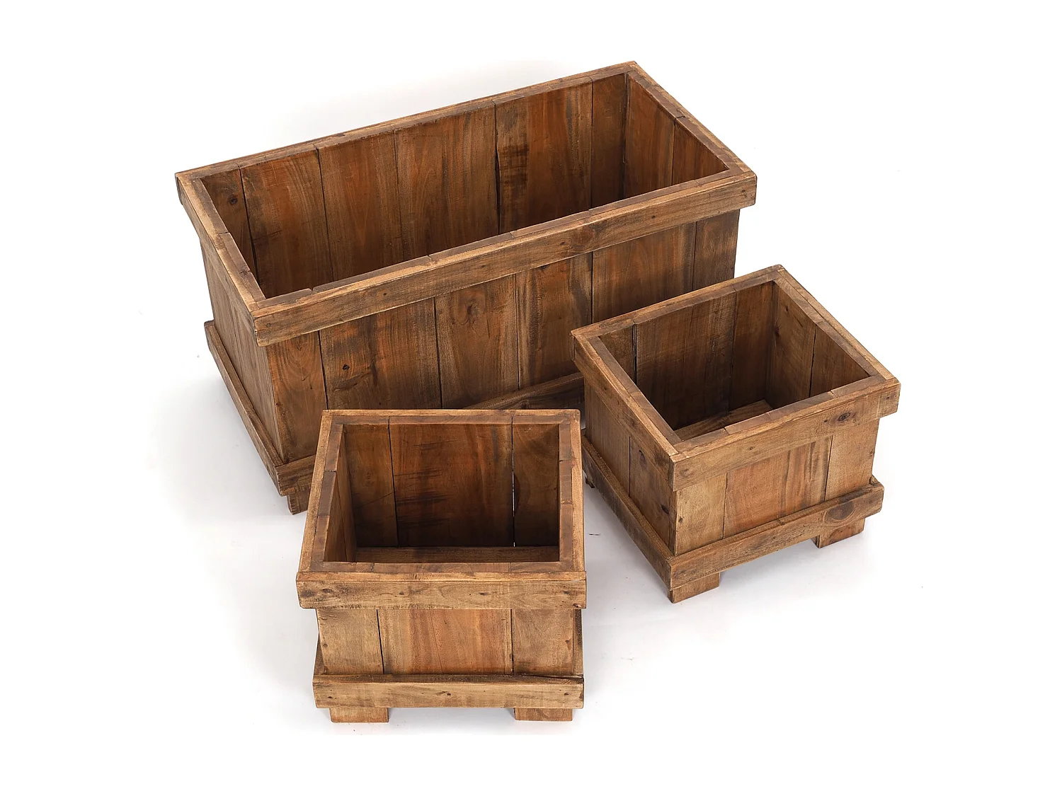 ENSEMBLE DE CACHE-POTS Malva 3 pièces. Bois massif, différentes tailles couleurs naturelles