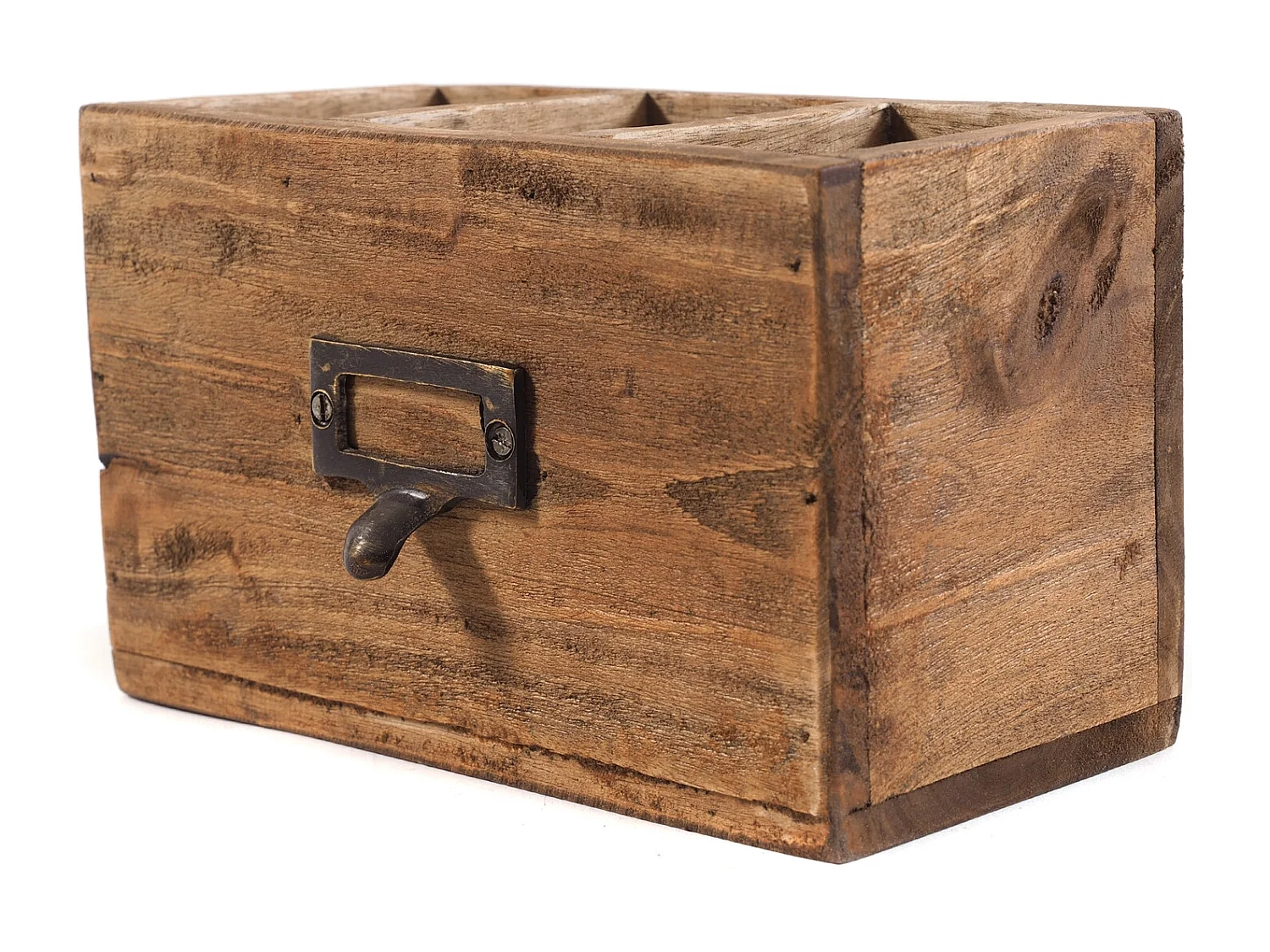 ORGANISATEUR BOÎTE 18 19x12x10 cm bois massif en acajou couleurs naturelles