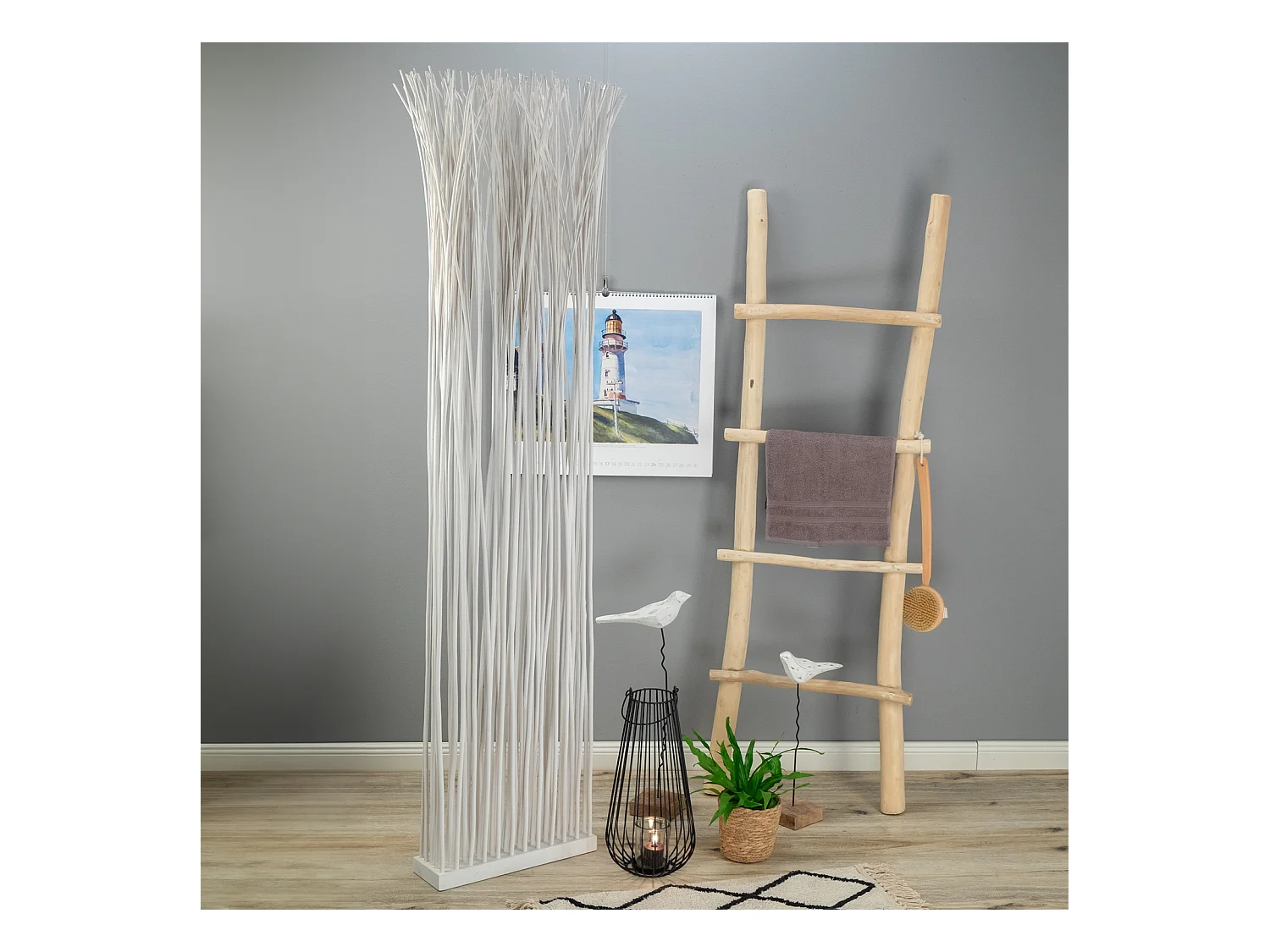 RAUMTEILER Slim 170x40 cm, Weidenholz-Zweige weiß