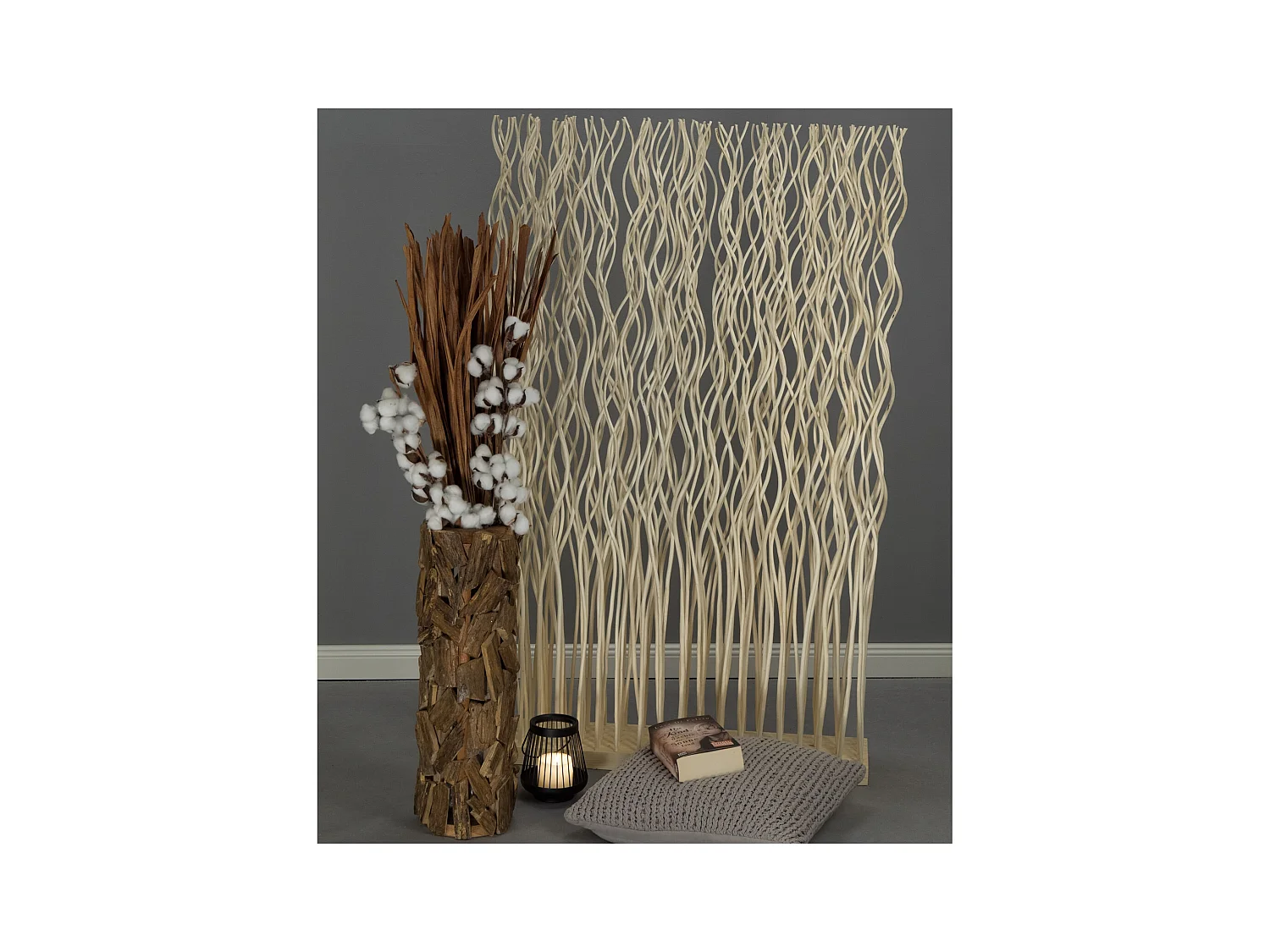 PARAVENT Kinki Bois de saule ondulé geblichen