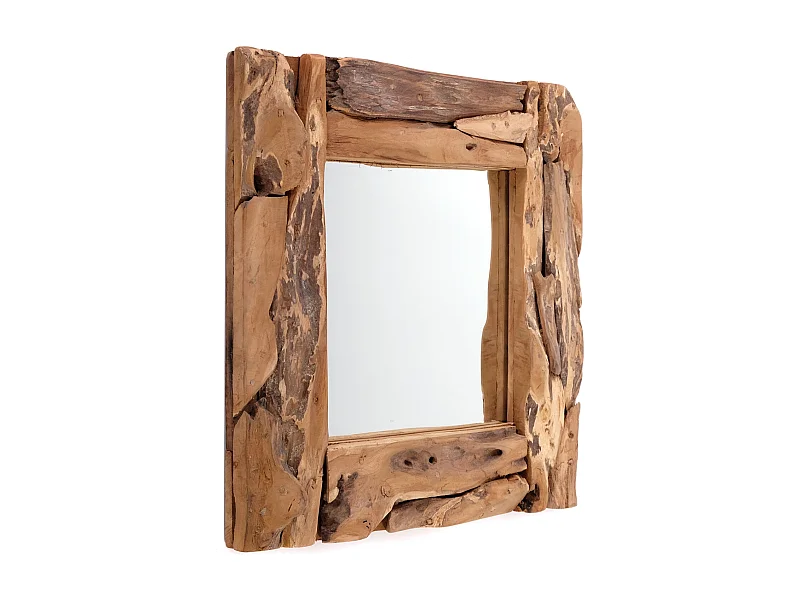 WANDSPIEGEL BEACHSIDE 50x50 cm, Teak Wurzelholz naturfarben