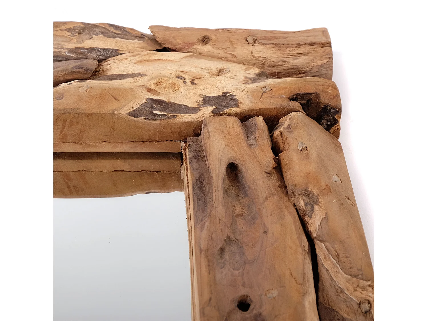 WANDSPIEGEL BEACHSIDE 50x50 cm, Teak Wurzelholz naturfarben