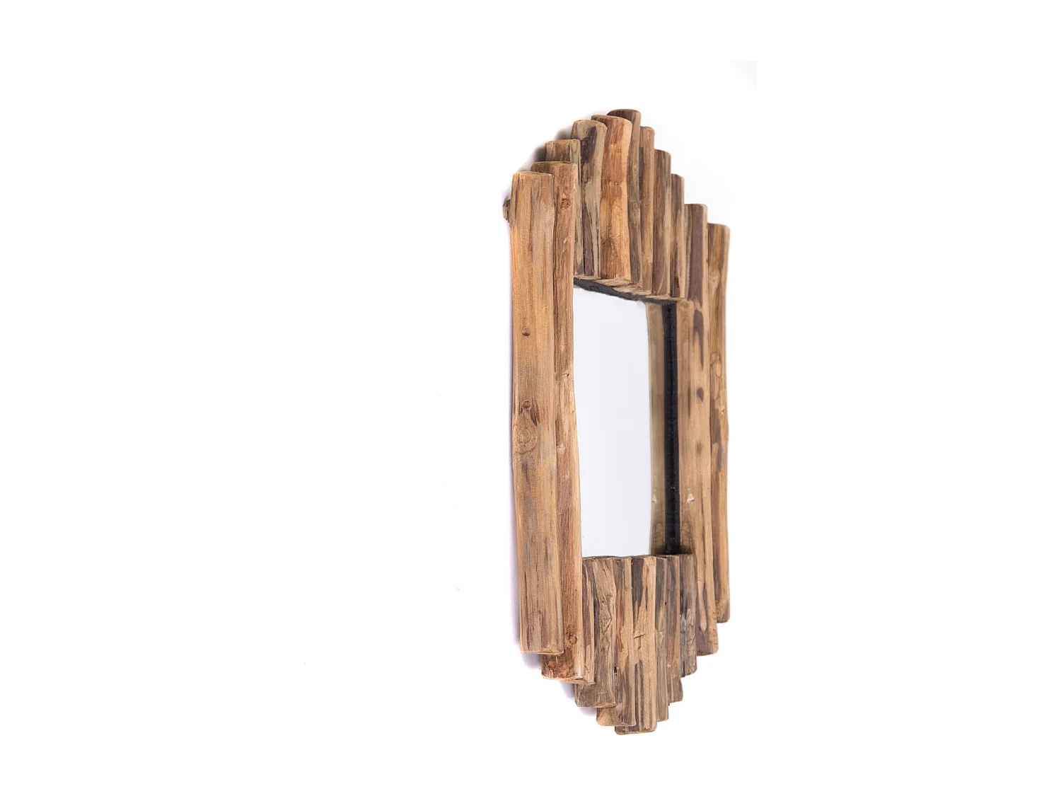 MIROIR MURAL Harmonica 56x37 cm Bois flotté en teck couleurs naturelles