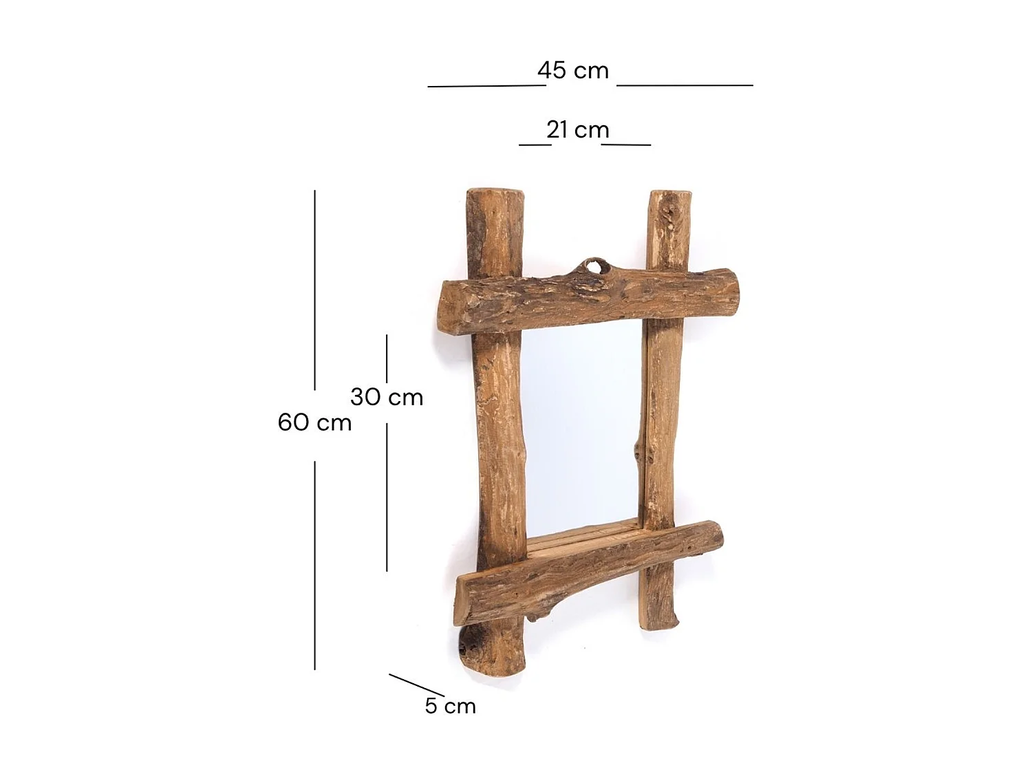 MIROIR MURAL TECK VINTAGE Bois flotté, 45x60 cm couleurs naturelles