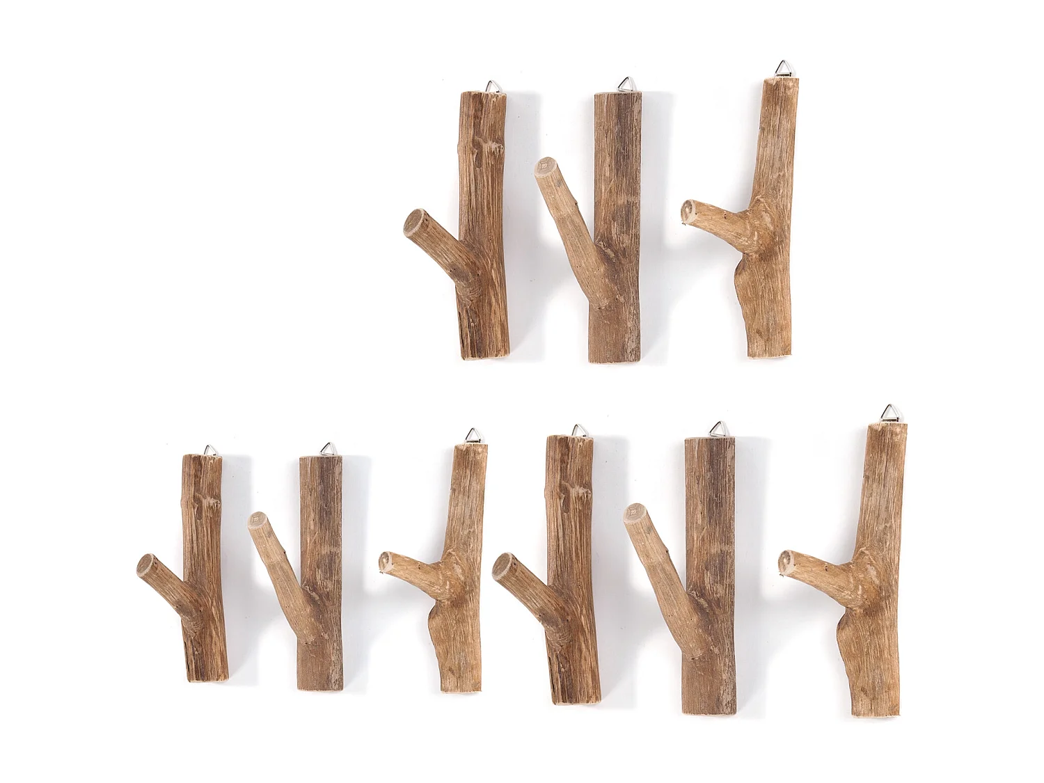 CROCHET DE VESTIAIRE Set de 9 LIMB racine de teck couleurs naturelles