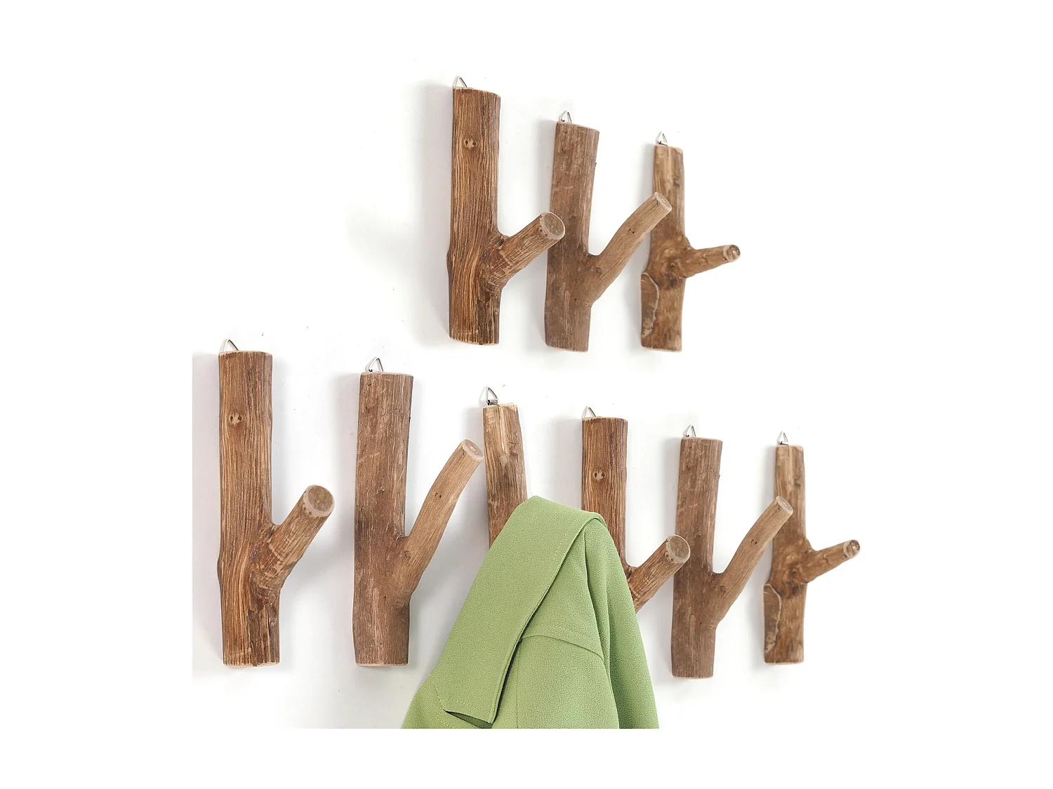 CROCHET DE VESTIAIRE Set de 9 LIMB racine de teck couleurs naturelles