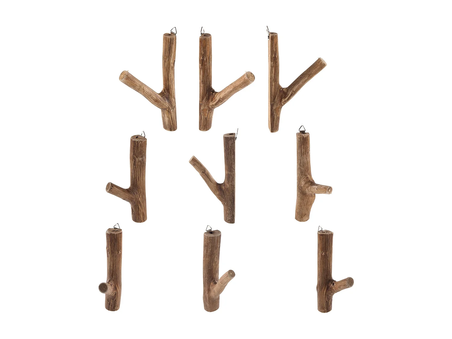 CROCHET DE VESTIAIRE Set de 9 LIMB racine de teck couleurs naturelles