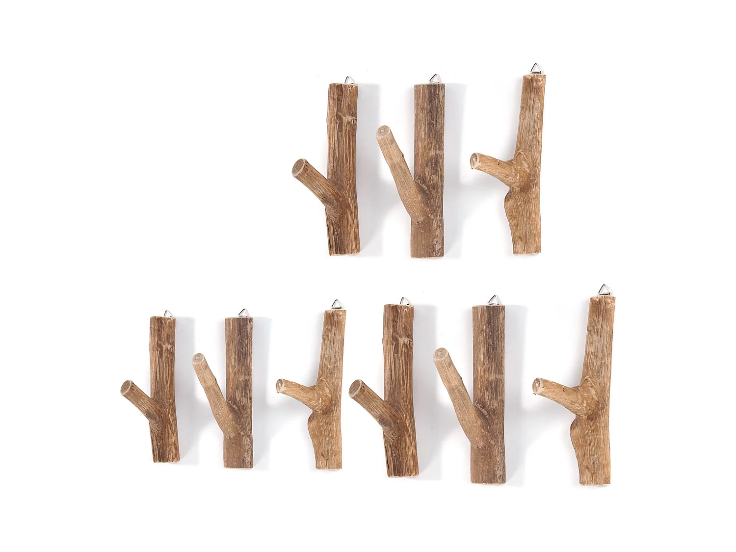 GARDEROBENHAKEN LIMB 9er Set Teakholz Wurzel naturfarben
