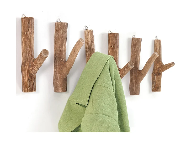 CROCHET DE VESTIAIRE Set de 6 LIMB racine de teck couleurs naturelles