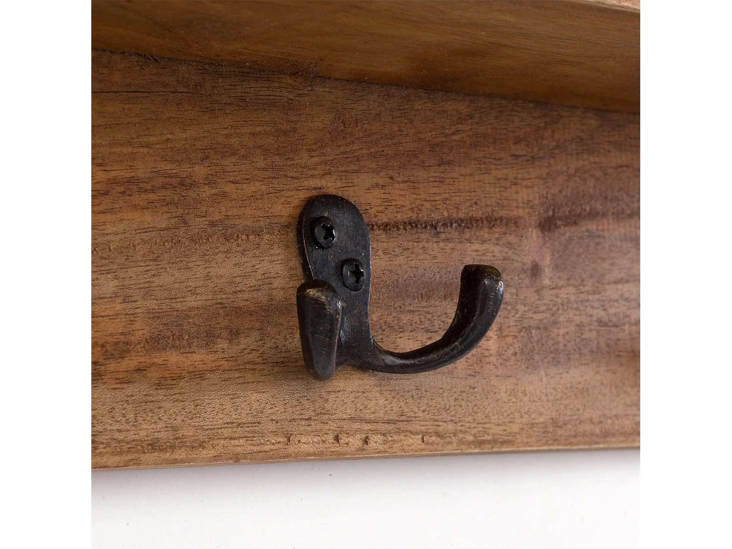 PORTE-MANTEAU MURAL VINTAGE 70 Bois de recyclage massif, 4 crochets doubles, 4 compartiments, étagère 08 honigfarben gewachst