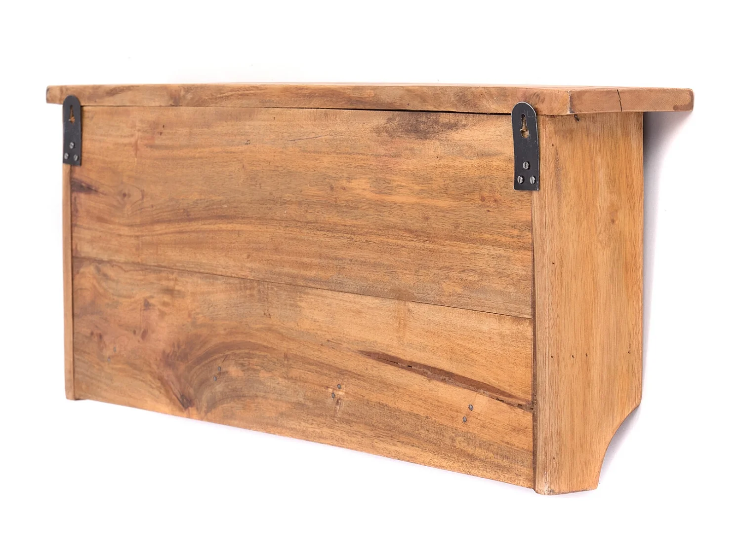 PORTE-MANTEAU MURAL VINTAGE 70 Bois de recyclage massif, 4 crochets doubles, 4 compartiments, étagère 08 honigfarben gewachst