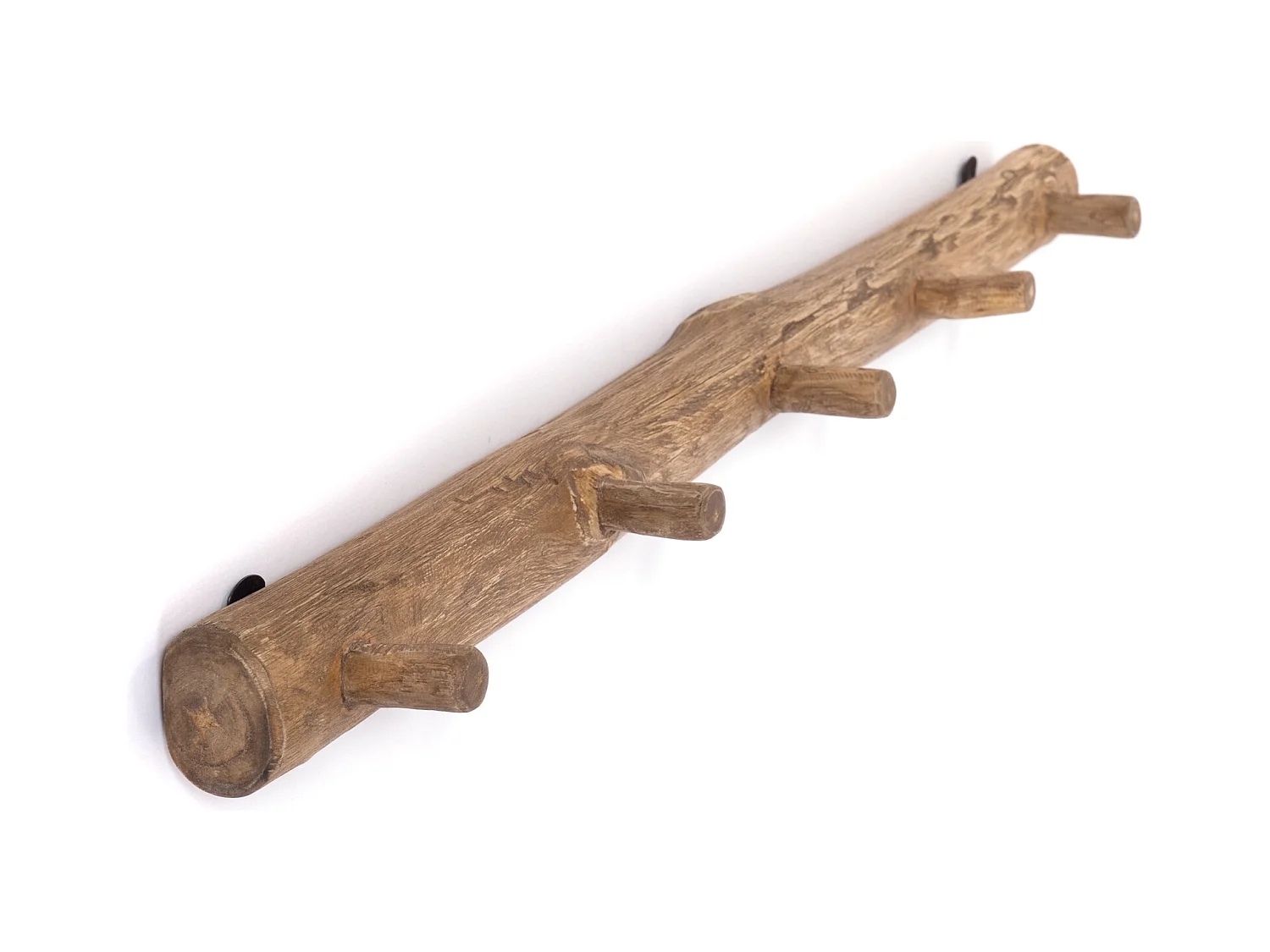 GARDEROBENLEISTE  Lyra 80 Teak Massivholz, 5 Haken naturfarben