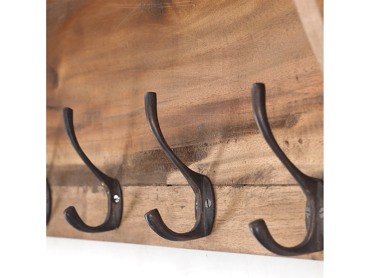 PORTE-MANTEAU MURAL VINTAGE Bois de recyclage, avec étagère, 8 crochets 01 natur-vintage