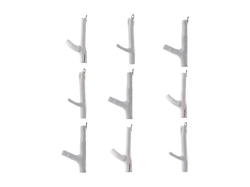 GARDEROBENHAKEN  Limb 9er Set Teakholz Wurzel Weiß-Landhaus