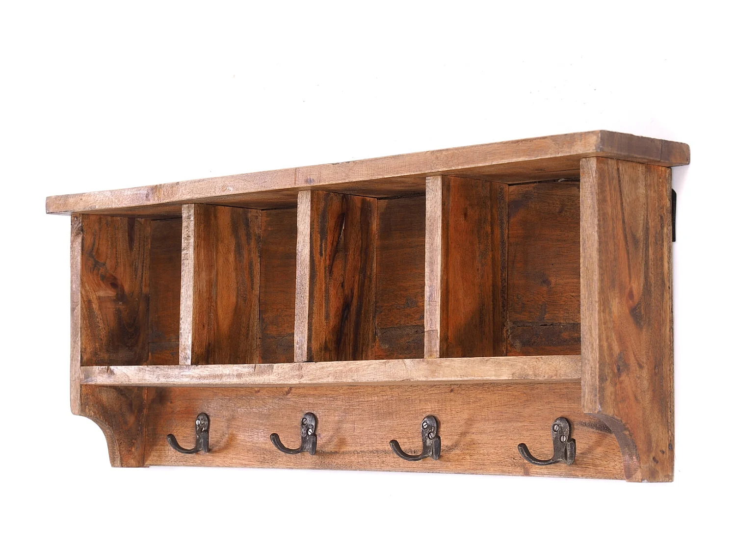 PORTE-MANTEAU MURAL VINTAGE II Bois de recyclage massif couleurs naturelles