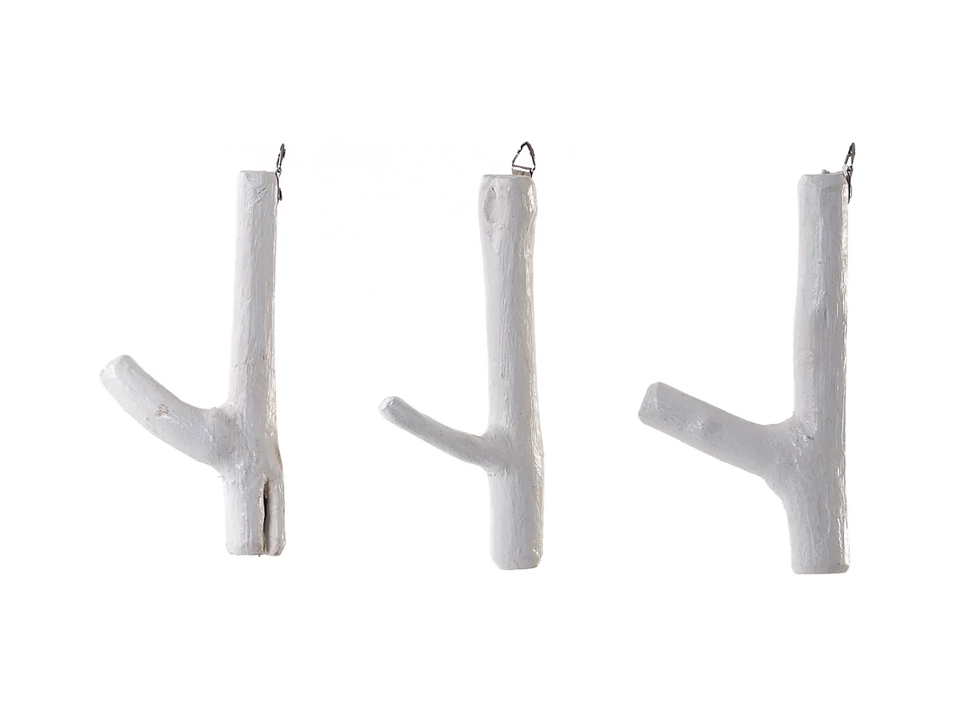 GARDEROBENHAKEN  Limb 3er Set Teakholz Wurzel Weiß-Landhaus