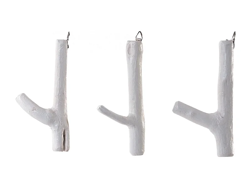 CROCHET DE VESTIAIRE Ensemble de 3 membres racine de teck Maison blanche