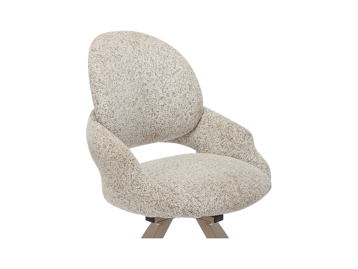 Drehstuhl 6er-Set - Tweed-Stoff & taupefarbenes Metall - Cremefarben - MILEANE