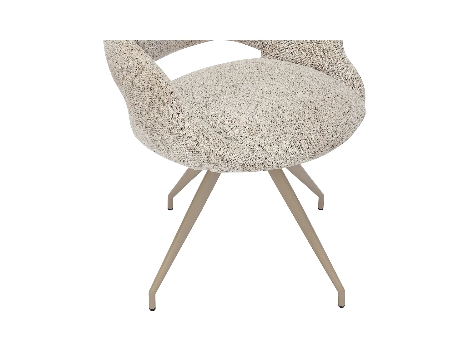 Drehstuhl 6er-Set - Tweed-Stoff & taupefarbenes Metall - Cremefarben - MILEANE