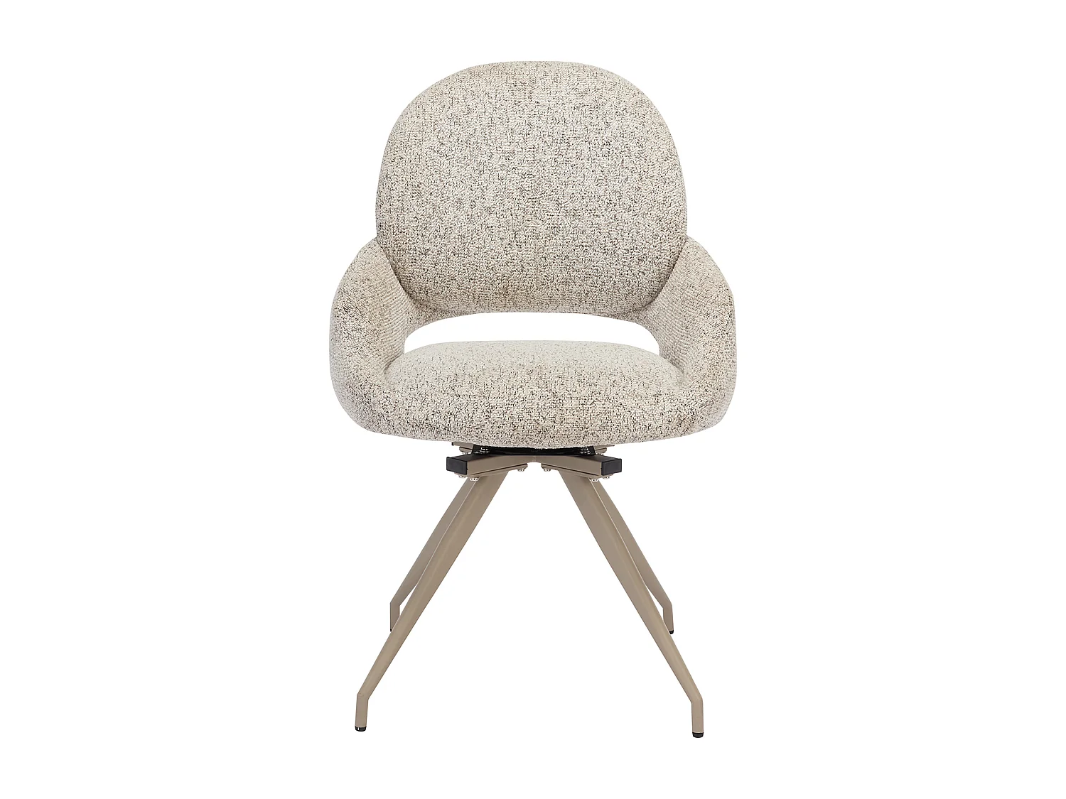 Lot de 6 chaises pivotantes en tissu tweed et métal taupe - Crème - VALIANA