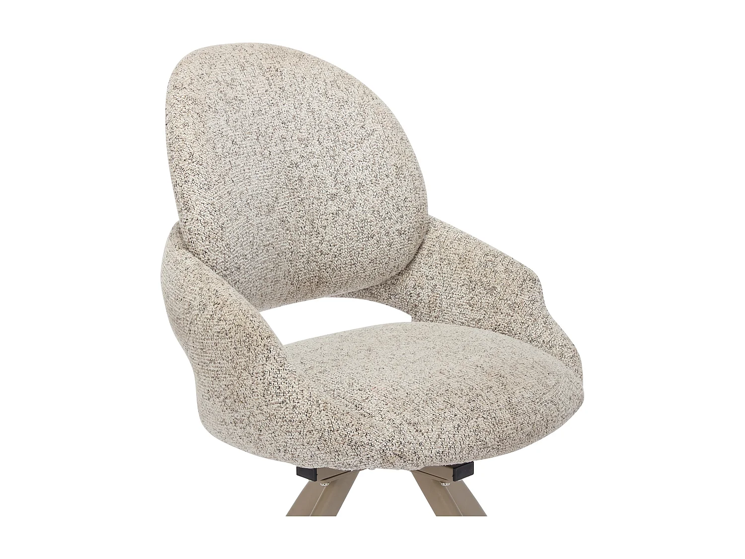 Lot de 6 chaises pivotantes en tissu tweed et métal taupe - Crème - VALIANA